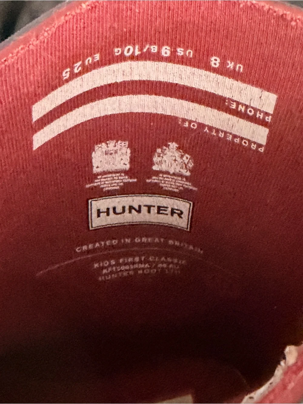 Hunter Kids Maroon Rain Boots with Navy Trim  Excellent condition size 9